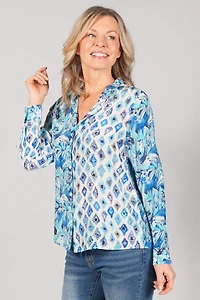 DOUBLE PRINT LONG SLEEVE BLOUSE