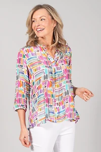3/4 SLEEVE BLOUSE WITH CHECK PRINT