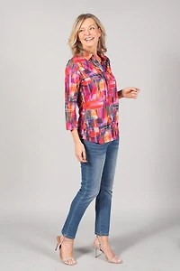 3/4 SLEEVE PRINTED BLOUSE