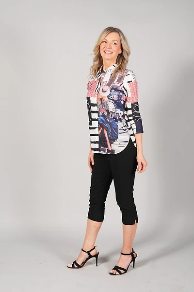 PRINTED 3/4 SLEEVE BLOUSE