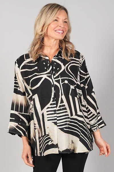 PRINTED 3/4 SLEEVE BLOUSE