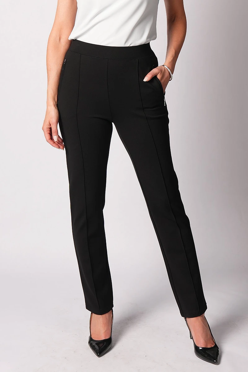 PONTE PANTS WITH ZIPPER ON POCKET
