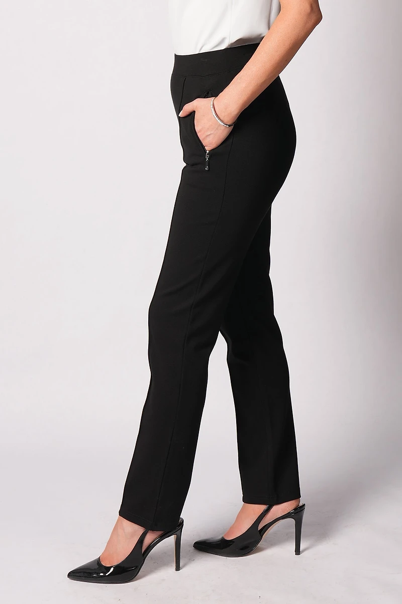 PONTE PANTS WITH ZIPPER ON POCKET