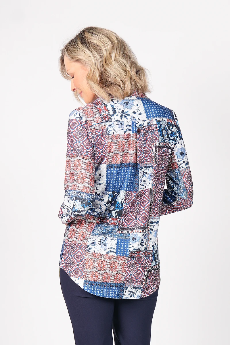 LONG-SLEEVED BLOUSE WITH MOSAIC PRINT