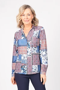 LONG-SLEEVED BLOUSE WITH MOSAIC PRINT