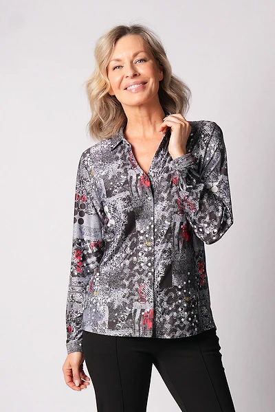 BLOUSE IMPRIMÉE À MANCHES LONGUES