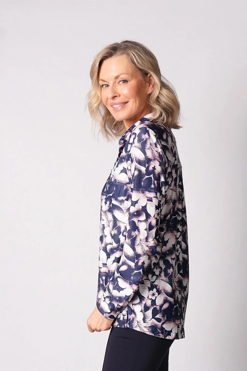 PRINTED LONG-SLEEVED BLOUSE WITH POCKET