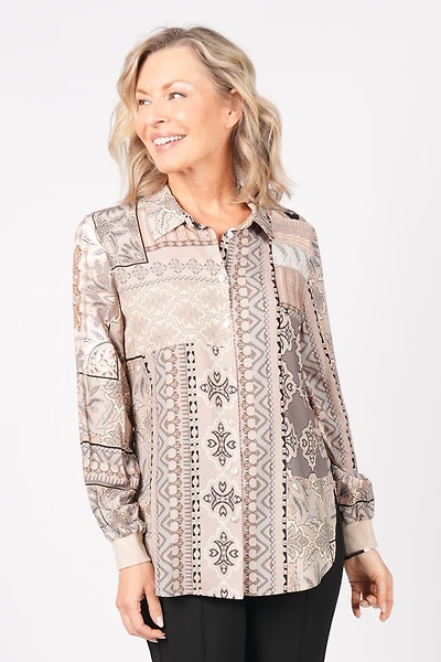 LONG-SLEEVED PRINTED BLOUSE