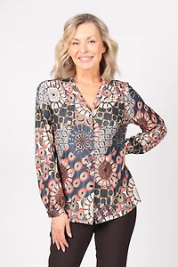 PRINTED LONG-SLEEVED BLOUSE
