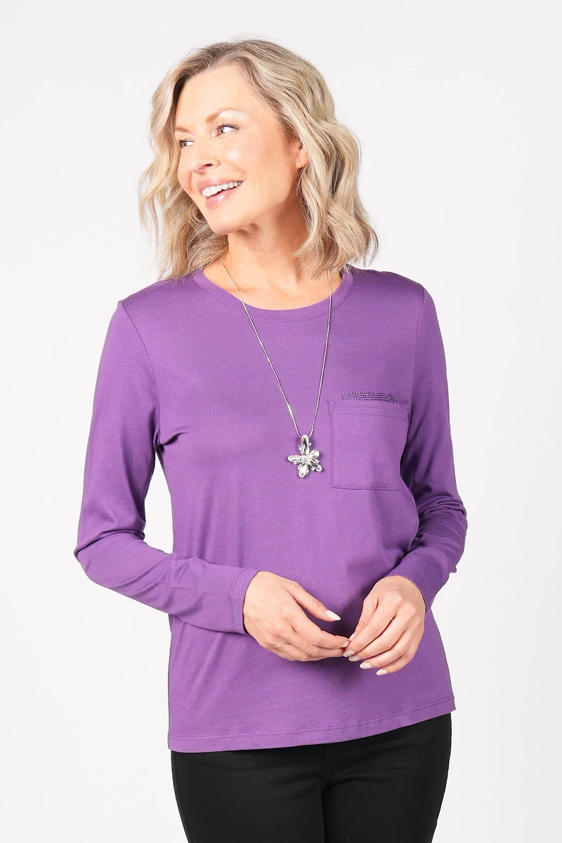LONG-SLEEVED TOP WITH DECORATIVE POCKETS