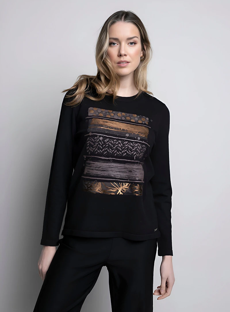 PRINTED LONG-SLEEVED SWEATER
