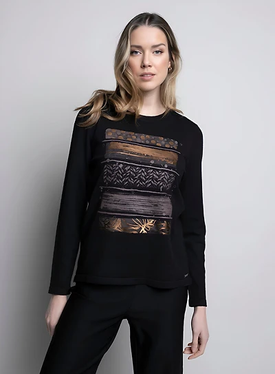 PRINTED LONG-SLEEVED SWEATER