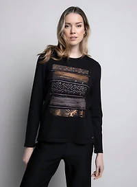 PRINTED LONG-SLEEVED SWEATER