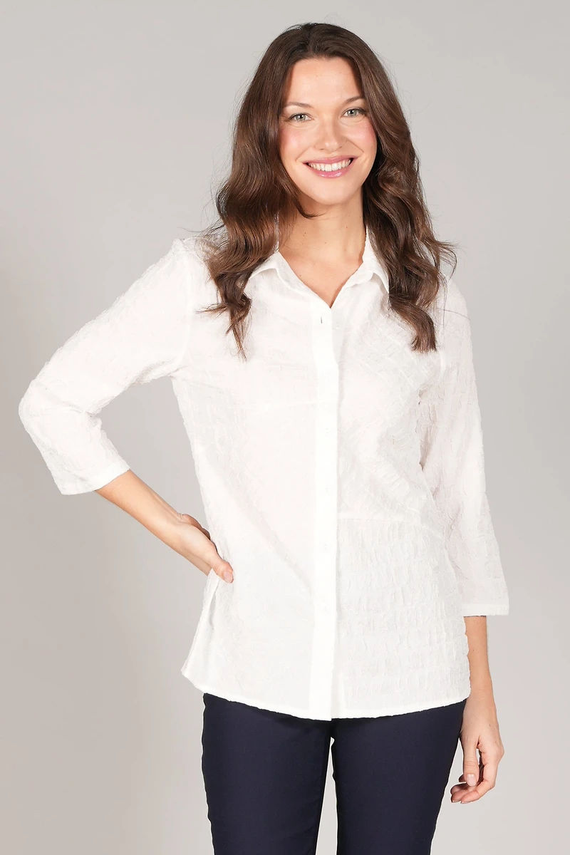 3/4 SLEEVE BLOUSE WITH JACQUARD