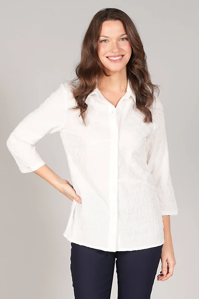 3/4 SLEEVE BLOUSE WITH JACQUARD