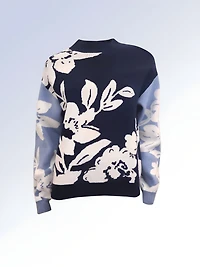 CREW NECK FLORAL SWEATER