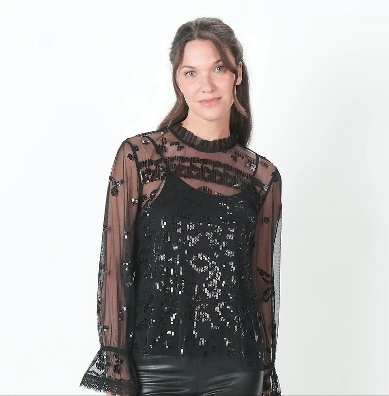 SEQUIN BLOUSE WITH CAMISOLE