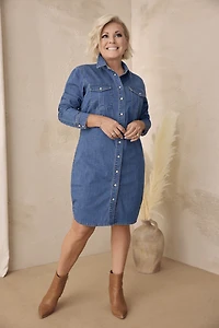 DENIM SHIRT DRESS WITH POCKETS
