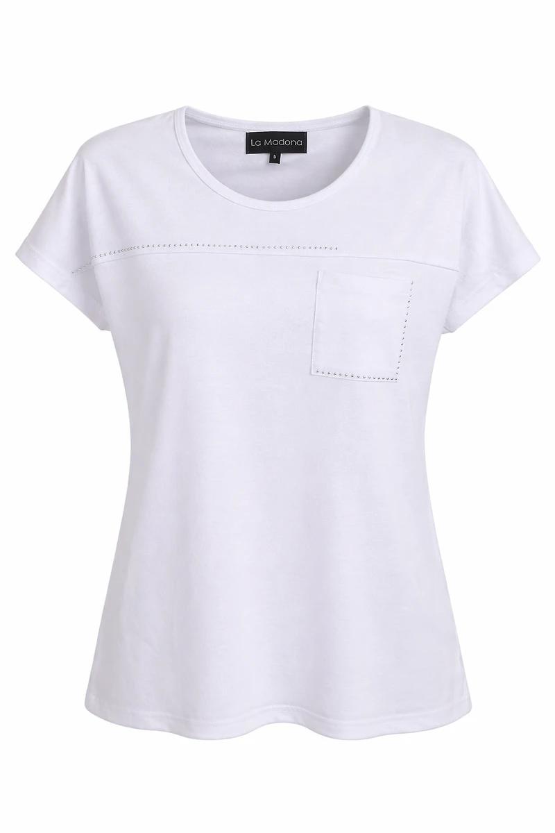 T-SHIRT WITH POCKET AND BLING