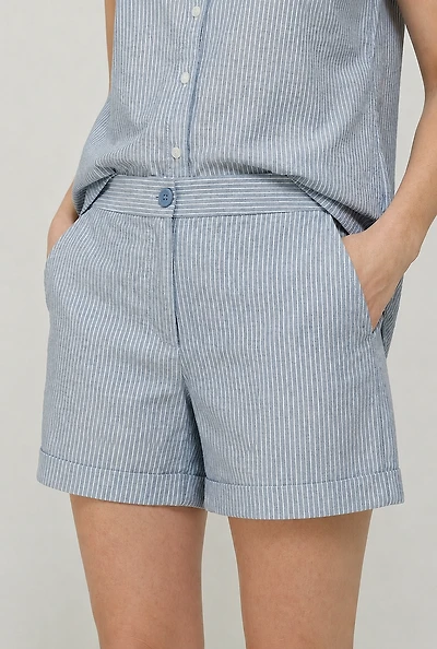 Le short en coton rayé