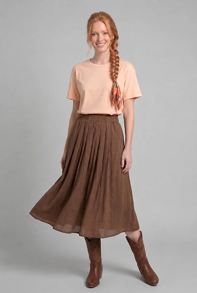 La jupe midi fluide à taille élastique