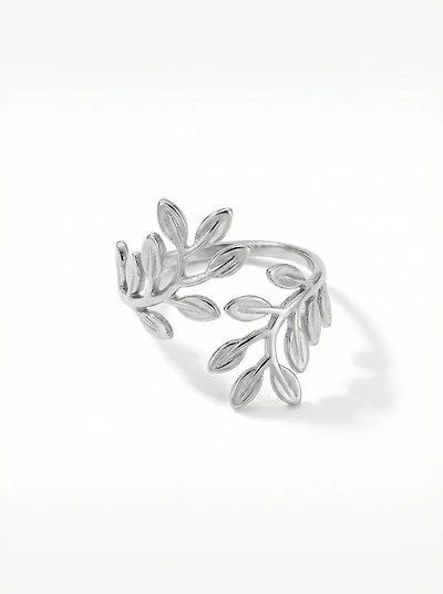 Bague feuillage argentée