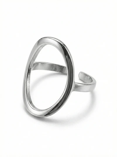 Bague ovale minimaliste argentée