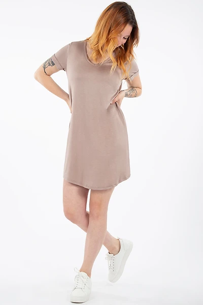 Robe t-shirt col V | 3 couleurs