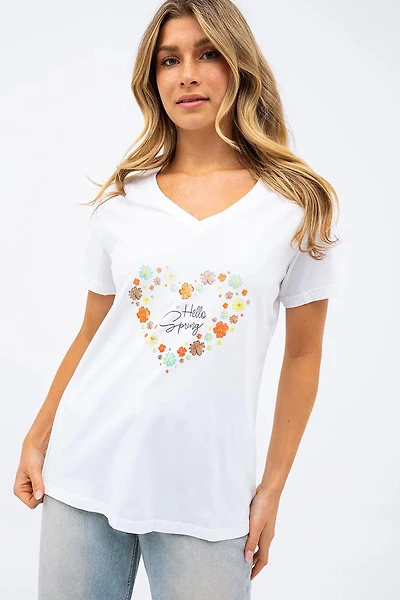 Le t-shirt imprimé « Hello Spring »