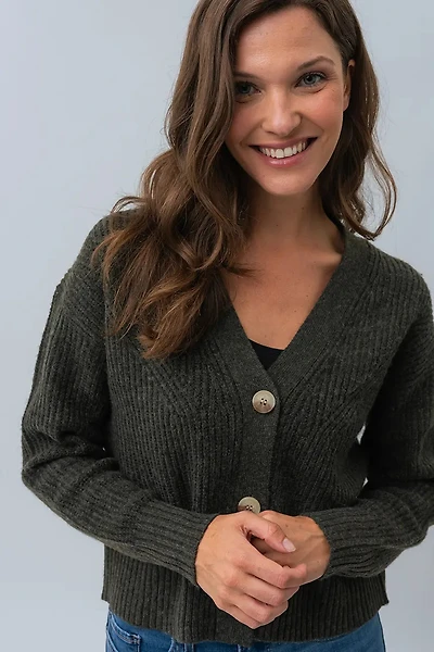 Le cardigan court en tricot