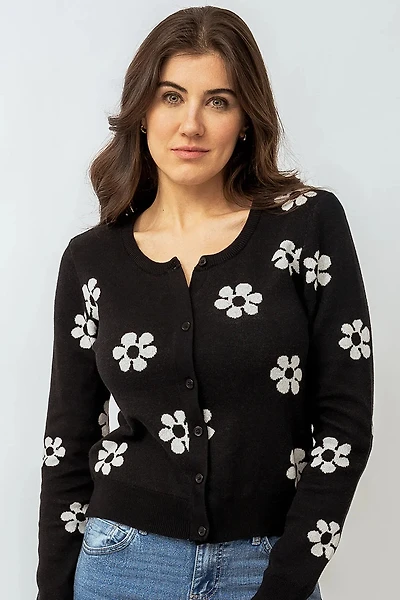 Le cardigan court fleuri