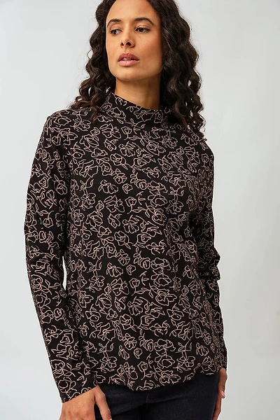 Le t-shirt col montant imprimé floral