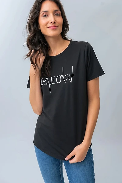 Le t-shirt imprimé « Meow »