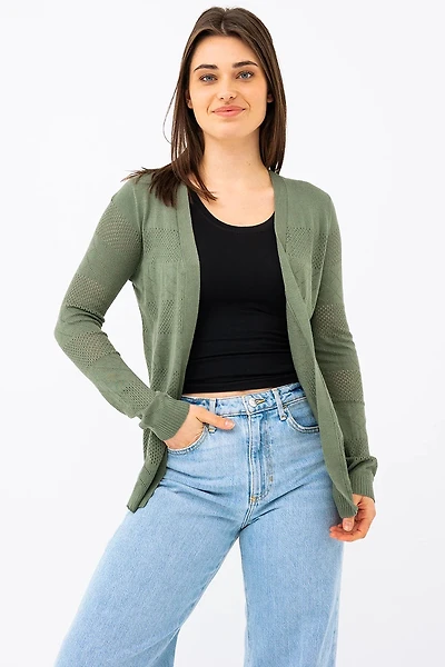Le cardigan mi-long ajouré