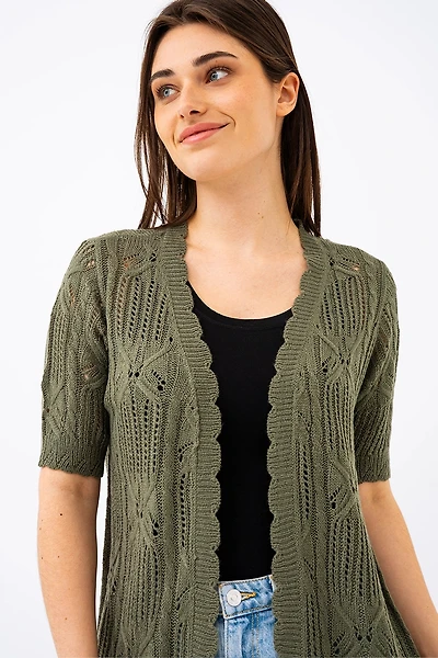 Le cardigan ouvert en tricot