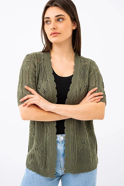 Le cardigan ouvert en tricot