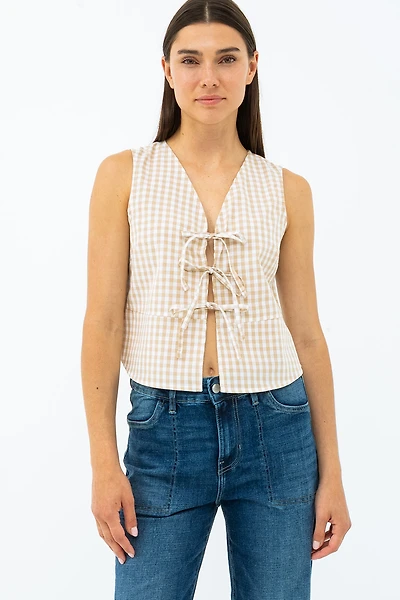 La camisole à carreaux attache boucles