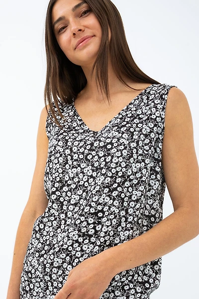 La camisole fleurie noir & blanc
