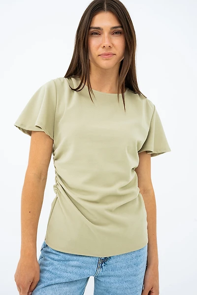 Le t-shirt uni manche courte évasée