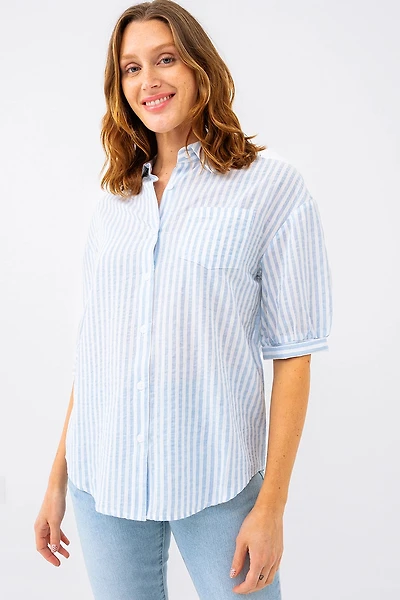 La blouse manches courtes rayé