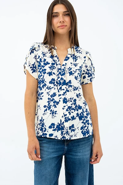 La blouse imprimée manches tulipe