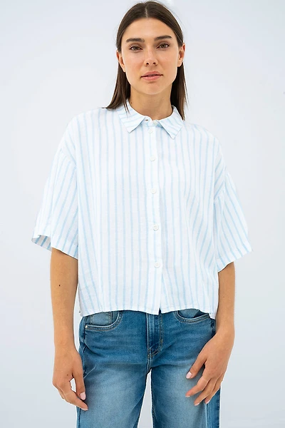 La blouse ample manche courte mélange de lin par Vero Moda