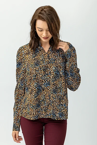 La blouse manches bouffantes imprimé abstrait