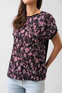 Le t-shirt bi-matière imprimé floral