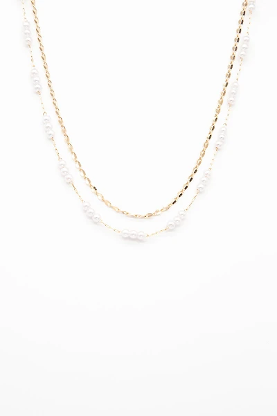 Collier deux chaînes et perles