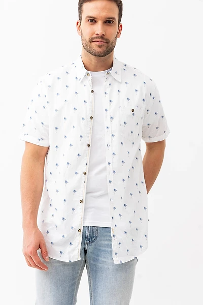 La chemise en lin imprimé palmiers