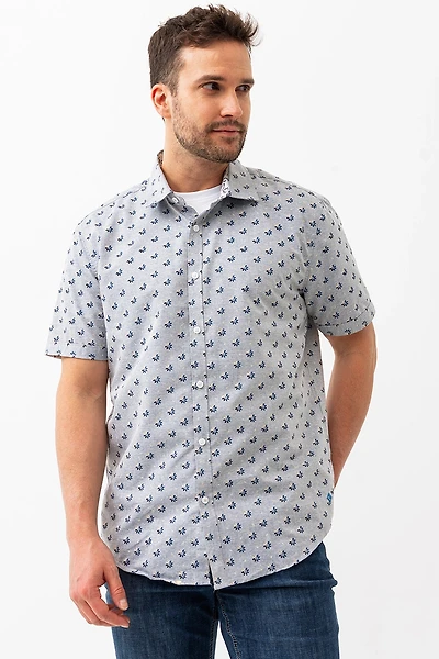 La chemise imprimée fleurs tricolores