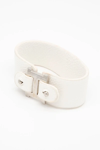 Bracelet en similicuir attache argentée