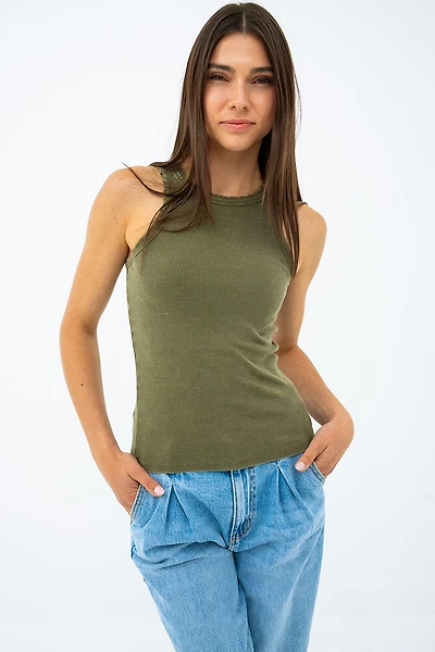 La camisole côtelée armée aspect usée par Silver