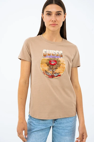 Le t-shirt Guess fleur du désert avec strass